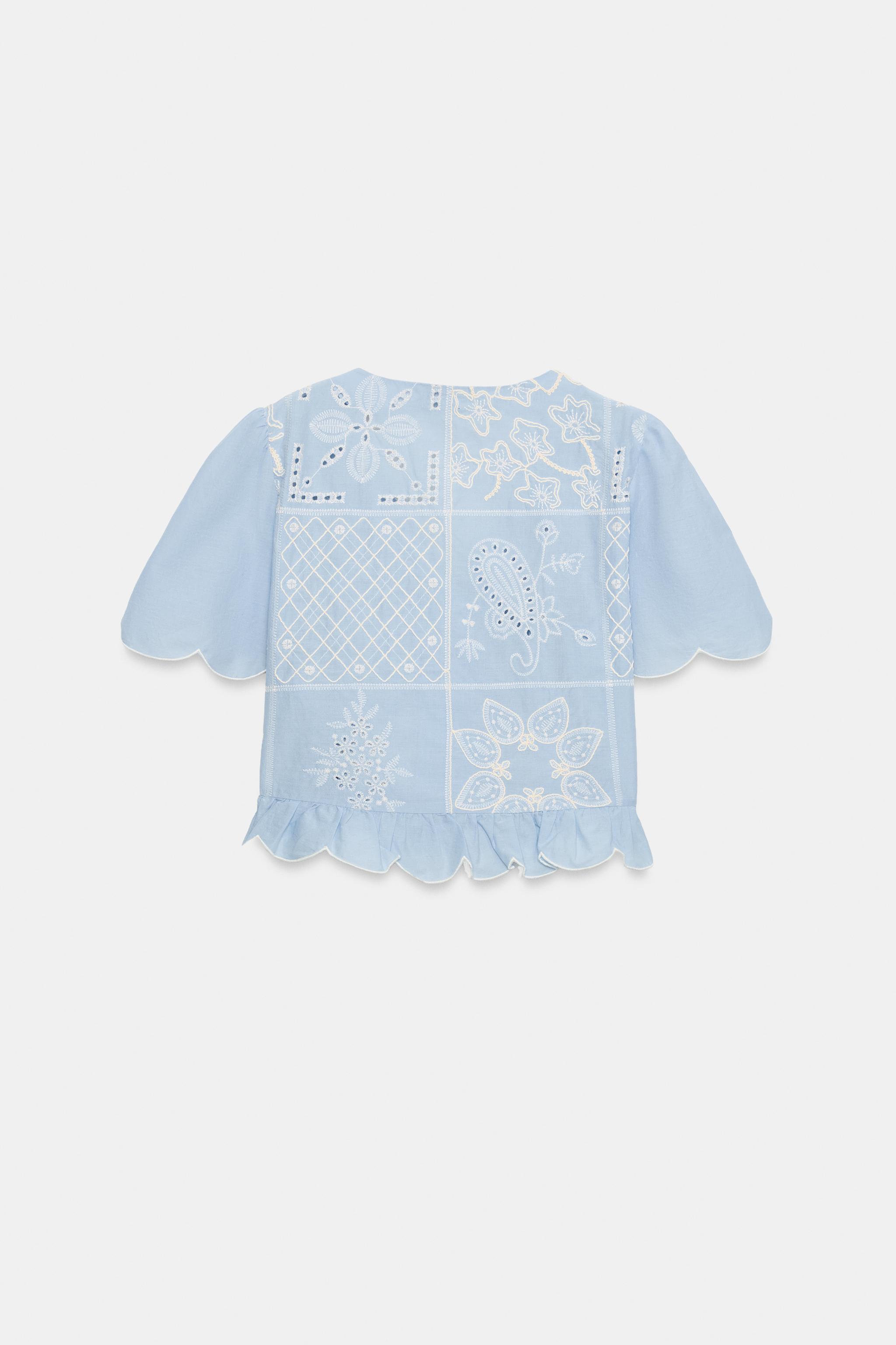 BLOUSE À LACETS ET BRODERIES PERFORÉES